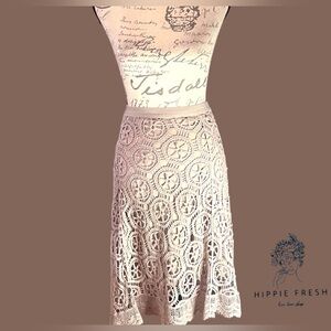 Valerie Stevens 100% Cotton Crocheted Skirt in Tan Size L